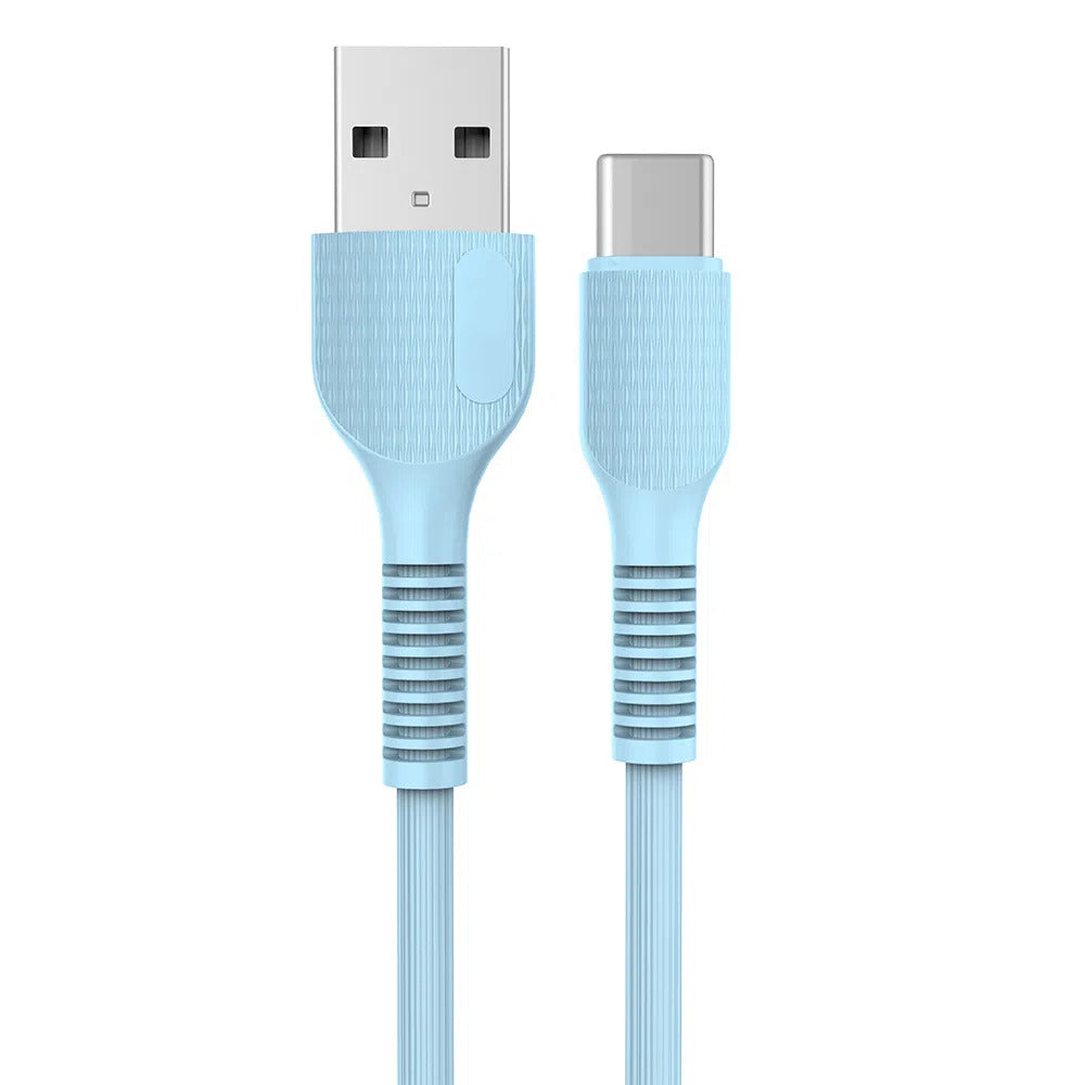 PVC USBケーブル USB Type-AからType-C、 シリコン製ケーブルタイ付き、ケーブル長さ1m、2.4A 高速充電/高速データ転送 Xperia/Galaxy/LG/iPad Pro/MacBook その他 Android 等 USB-C機器対応