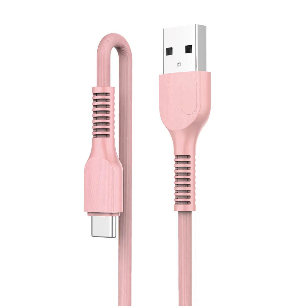 PVC USBケーブル USB Type-AからType-C、 シリコン製ケーブルタイ付き、ケーブル長さ1m、2.4A 高速充電/高速データ転送 Xperia/Galaxy/LG/iPad Pro/MacBook その他 Android 等 USB-C機器対応