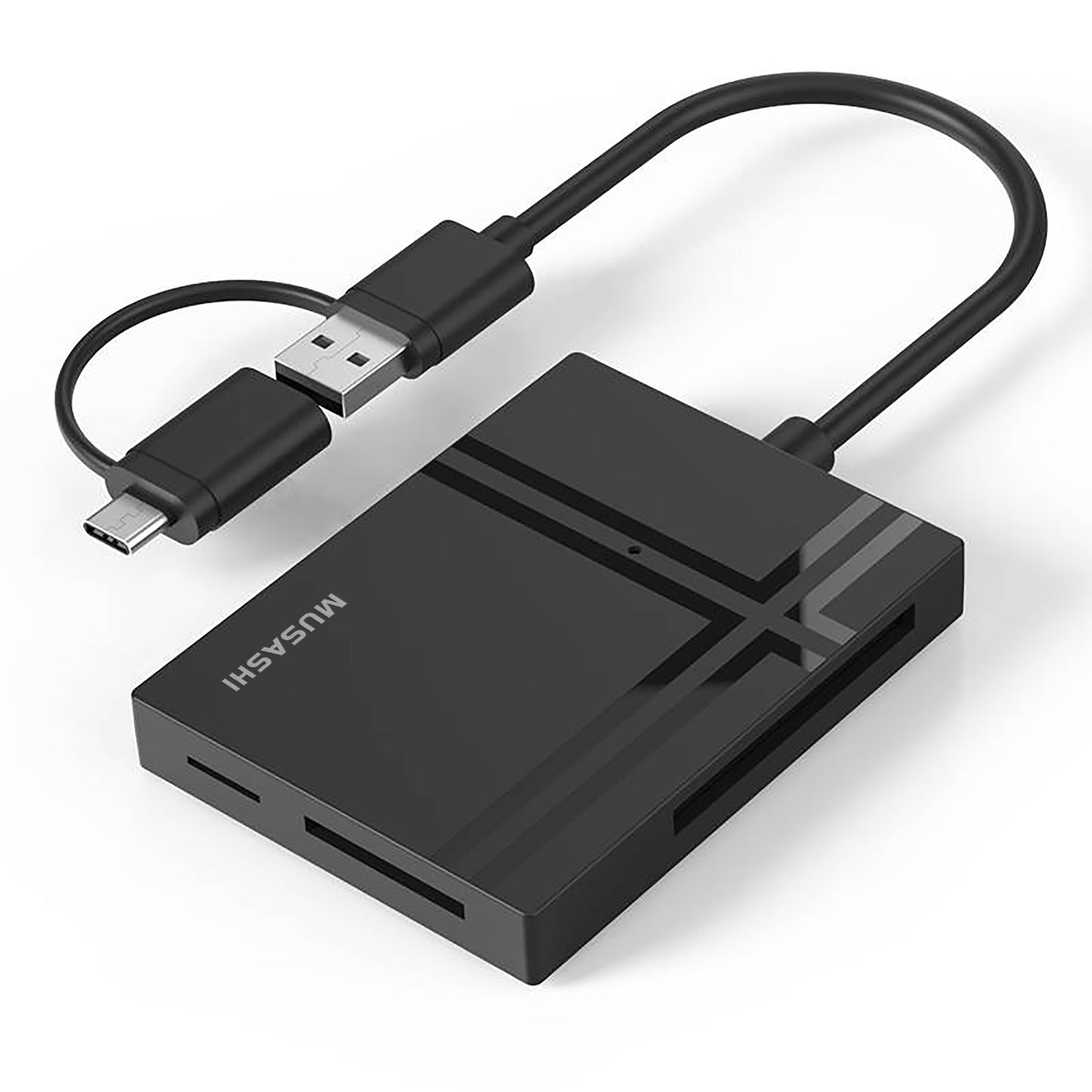 MUSASHI 5in1 マルチメモリカードリーダー、5スロット拡張、 USB 3.0 Type-C/Type A、TF/Micro SD/SD/MS/XD/CFカード リーダー 5Gbps 高速データ/写真/ビデオ転送 MU-CR5U3